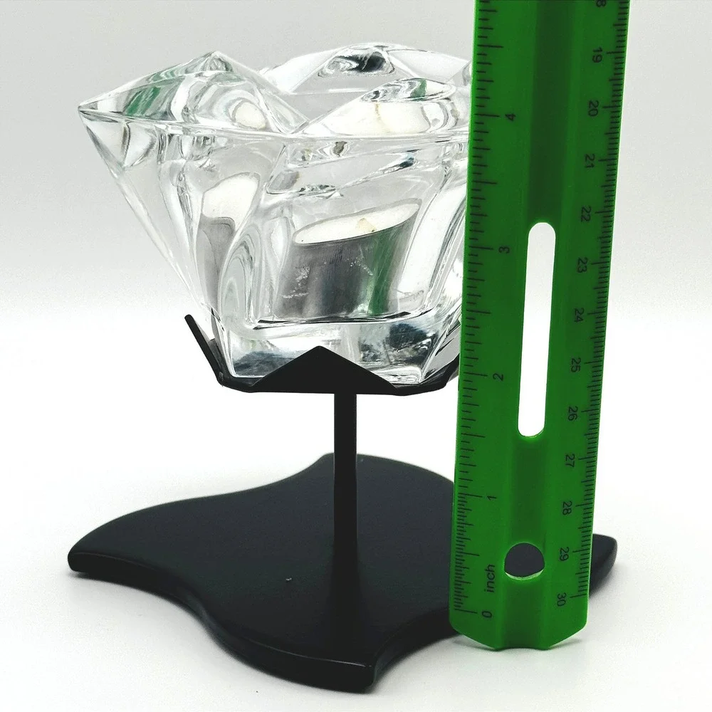 PartyLite Windswept Crystal Tealight Candle Holder w/ Black Metal Stand Artylite - Picture 4 of 6